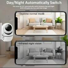 2.4G Wireless WiFi Camera, Indoor Security Camera, Human Tracking, Two-Way Audio, Night Vision With Fill Light, Home Baby/Pet Monitor, Rotatable/Tiltable Baby Monitor/Pet Camera, APP Remote View, Dome Surveillance Camera, Multiple Installation Options For Wall, Ceiling, Desktop - White - View 10