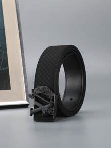 New Men's Belt Fabric Texture Business Fashion Versatile Classic Dress Pants Belt Letter Smooth Buckle - Multicolor - View 9