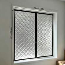 Center Zipper Design Hole-Free Self-Adhesive Thermal Insulated Window Curtain, Window Insulation Piece, Zipper Opening And Closing Design, Windproof And Cold-Resistant, Warm In Winter And Cool In Summer, Heat Insulation And Noise Reduction, Effectively Lock Indoor Temperature - Black Center Zipper - View 3