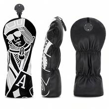 1pc Avant-Garde Golf Club Head Cover, Exquisite Poker Card Character Embroidery, PU Material, Suitable For Driver, Fairway Wood And Hybrid, Protects Club Head From Scratches And Dust - Multicolor - View 10