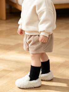 5 Pairs Baby & Kids Solid Color Thermal Lined Knitted Socks, Winter Socks, Thickened Warm Mid-Calf Socks, Multiple Colors, Suitable For Autumn/Winter - Multicolor - View 4