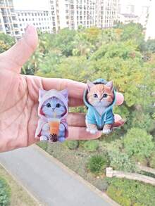 1/2/4件組可愛貓咪壓克力2D扁平車用出風口香氛夾，汽車香氛裝飾夾，個性化貓咪車內空氣清新劑套組 - 彩色 - 查看 5
