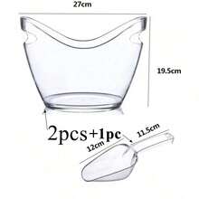 6.5L Party Ice Bucket, Large Plastic Beverage Cooler, Suitable For Champagne, Wine, Beer, Transparent Beverage Bucket, Suitable For Mimosa And Cocktail Bar, Portable Cooler Bucket, Suitable For Party Hosting And Service - View 10