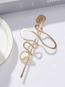 1pc Smooth Asymmetrical Metal Twisted Hair Stick Hair Ornament DIY Jewelry Accessory - Gold - View 3