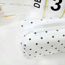 1pc Large Capacity Polka Dot Stationery Storage Bag, Dual Use As Makeup Bag And Korean Style Pencil Case, Simple Portable Durable Zipper Pencil Pouch, Stationery Organizer, Suitable For School, Office And Home Use, Suitable For Girls, All Seasons, Also Suitable For Desk Decoration, Back To School Essential - Random Color - View 5