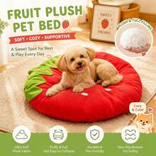 Cute Strawberry Shaped Pet Mat, Soft Plush Small Animal Bed Pad, Washable Fluffy Sleeping Mat, Suitable For Rabbits, Hamsters, Kittens, Puppies, Guinea Pigs, Warm And Comfortable Pet Floor Mat Home Decor - View 9