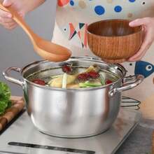 304 Stainless Steel Soup Pot, Large Capacity Stew Pot, Multi-Purpose Steamer And Soup Pot For Kitchen, Compatible With Induction Cooker And Gas Stove, Thick And Durable, 26cm - View 4