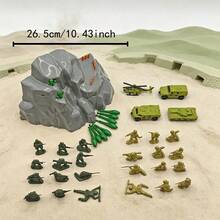 Military Theme Kids Cave Launch Base Toy Set With 24 Soldier Figures, 4 Types Of Armored Combat Vehicles: Tank, Fighter Jet, Armored Vehicle, Troop Carrier, Immersive Battlefield Scene Simulation Toy - Green - View 11