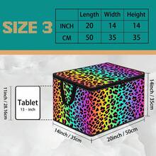 Kotak Penyimpanan Lipat dengan Tutup Resleting dan Pegangan, Kotak Penyimpanan Kain Poliester Tahan Lama Kapasitas Besar yang Ditingkatkan, 4 Kotak Organizer Motif Campuran Leopard, Motif Leopard Klasik Cokelat / Hitam & Putih / Ungu & Merah Muda / Gradien Pelangi, Wadah Penyimpanan Lipat untuk Pakaian, Perlengkapan Tidur, Mainan, Kamar Tidur, Asrama, Hadiah Dekorasi Rumah - Beraneka warna - View 12
