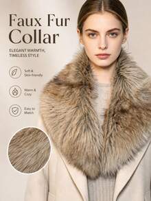 1pc Casual Faux Fur Collar Autumn/Winter Women Coat,Beach,Holiday - Multicolor - View 2