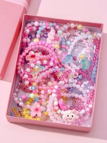 24‑Piece Kids Acrylic Colorful Beaded Bracelets Gift Box, Random Colors, Children Party Favors, Festival Wear, Birthday Gift For Kids - Multicolor - View 7