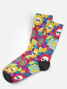Cool 360° Printed Men's Socks - Streetwear Socks,Skeleton Flower,Butterfly Mushroom,Colorful,Funny Socks, Fit Daily, Holiday & Party Occasions - Multicolor - View 7