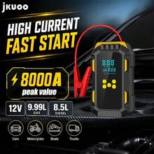 Portable Emergency Jump Starter With Air Compressor, Digital Display, Large Capacity Battery, LED Flashlight, Precise Tire Pressure Detection, Multi-Function Car Battery Booster, Vehicle Jump Start Kit - Suitable For Gasoline Cars And Other Vehicles - Option a [Complete Machine + Accessories] - View 5