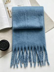 1pc Women's Autumn/Winter Solid Color Faux Cashmere Scarf, Long Tassel Scarf, Multi-Color Warm Neck Warmer, Long Shawl - Multicolor - View 8