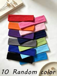 5/10PCS Solid Color High Elasticity Decorative Headbands, Random Color Combination Set, Wide Non-Slip Sports Headbands, Suitable For Sports Wear - Multicolor - View 9