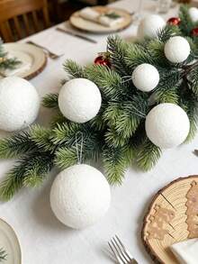 1/12pcs Creative Christmas Snowball Hanging Ornaments, Christmas Tree Hanging Snowball Wedding Ceiling Decoration Pure White Foam Ball Holiday Decor, Christmas Decoration White Foam Christmas Tree Ornament Arrangement - Multi-color - View 3