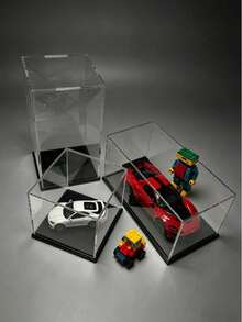 1 Piece Clear Acrylic Display Case, Multiple Sizes Available, Plastic Assembly Dustproof Display Box, Black Base, Suitable For Car Models, Action Figures Collectibles Souvenirs Statues Models, Storage Display - Black Display Box - View 7