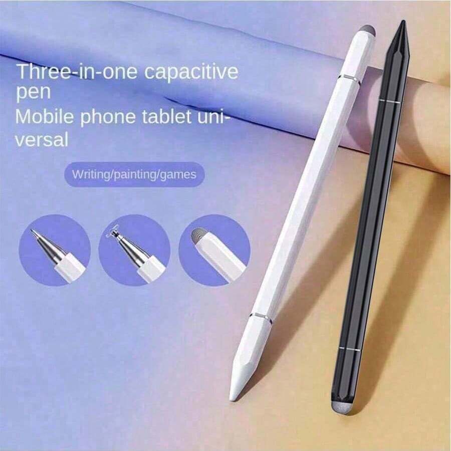 3-In-1 Touchscreen Stylus Pen, High Precision And High Sensitivity, Compatible With All Tablets, All Phones, All Touchscreens, Black/White 2 Colors, Gift For Friends, Battery Not Included (2/1 Pcs)