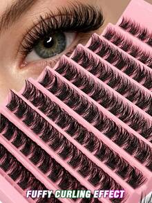 Asiteo 120pcs D Curl Fluffy False Eyelashes, Soft Stem, Natural Look, Suitable For Daily And Occasion Wear, Salon-Grade Density, Easy DIY Application, Mixed Length, Comfortable Wear, Suitable For Makeup Enthusiasts - D - View 2