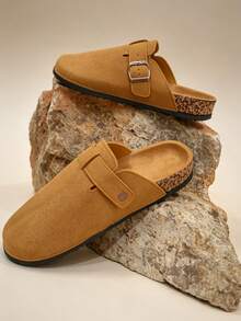 2026 Outdoor Black Unisex All-Season Soft Cork Slippers Casual Slip-On Plus Size - Brown - View 3