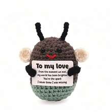 1pc Hand Crocheted Firefly Plush Doll, Knitted Firefly Toy, With Love Message Card, Cute, Valentine's Day Gift For Lovers. - Multicolor - View 1