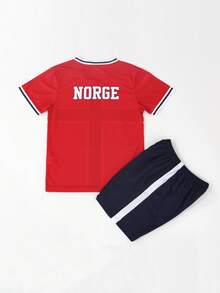 SURUIDA Tween Boy Norway World Cup Football Jersey V-Neck National Team Style Comfortable Parent-Child Sports Set & Suitable For Boys And Girls Football Matches, Training, Casual And Holiday Wear & Gift For Kids - Red - View 2