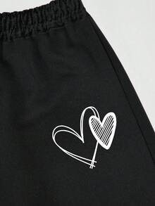 3pcs/Set Girls Heart Print Casual Wide Leg Pants, Loose Fit Design, Soft And Comfortable, Suitable For Daily Wear - Multicolor - View 5