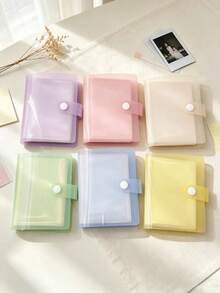1pc/2pcs 1-Pocket Ins Style Minimalist Matte Macaron Color Snap Button Card Album, 3-Inch Idol Photo Card Portable Storage Album, Multi-Functional Storage Album, Jewelry Storage, Sticker Storage - 3-inch - View 11