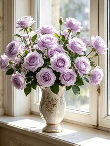 40/25 Stem Purple Long-Stemmed Artificial Silk Roses, Suitable For ...
