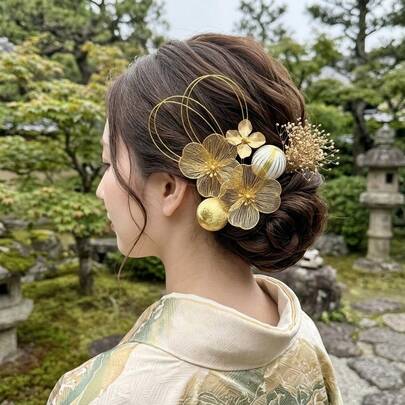 8個セット 日本伝統衣装用ヘアアクセサリー、成人式、ボブヘア、浴衣、振袖、編み込みヘアなどに適しています。