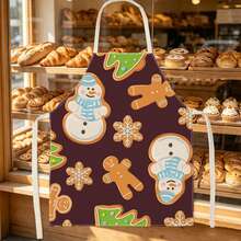 1pc Christmas Santa Claus Pushing Door Gift Print Apron - Sleeveless Design, Durable And Comfortable Fit, Featuring Santa Claus Pushing Door With Exquisite Gift Box And Snowfall Pattern, Suitable For Cooking, Baking And Home Cleaning, Household Cleaning, Housework Apron, Hand-Painted Handmade Gardening Apron, Fun Holiday Gift - Red - View 6