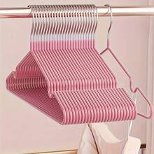 BKFUN 100/60/30/20/15/5pcs Non-Slip Metal Hangers, Dipped Coating, Lightweight And Durable Clothing Storage, Suitable For Wardrobes And Closets, Morandi Color, Fit For Shirts, Pants, Tops, Home Daily Use - Pink - View 6