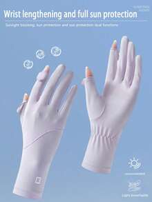 1 par de guantes de poliéster de unicolor casual con protección solar, ligeros para deportes al aire libre en verano, conducción, ciclismo, protección UV y pantalla táctil, adecuados para mujeres, viajes y ocasiones de festivales - Multicolor - Ver 11