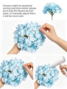 1pc/3pcs/6pcs Blue Artificial Hydrangea, Long Bendable Stem DIY Floral Arrangement, Realistic Silk Material, Long-Lasting Non-Fading, Suitable For Wedding Table Flowers, Living Room Vase, Party Backdrop, Home Decor, Party Decoration, Dining Table Centerpiece, Engagement Party Decor, Thanksgiving Home Decor, Christmas Decoration, Birthday Gift, Arch Floral Wreath, Wedding Decoration, Gift For Women - Baby Blue - View 6