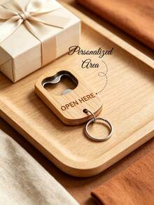 Customized Bottle Opener, Personalized Keychain Bottle Opener, Multifunctional Wooden Beer Bottle Opener Keychain, Gift For Party, Gathering, Birthday, Holiday, Portable Hanging Ornament, Wine Opening Tool, Creative Customized Small Gift, Outdoor, Home, Car, Personal Accessory - Multicolor - View 6