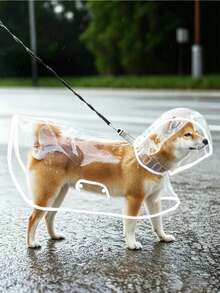 1pc PU Hooded Waterproof Pet Dog Raincoat, Outdoor Pet Dog Rain Cape - Multicolor - View 8
