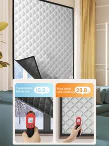 1PC Winter Thickened Thermal Window Curtain, Windproof Draft Blocker, Blackout & Noise-Reducing, Self-Adhesive Drill-Free Installation, Multiple Sizes - Zipper Style - View 2