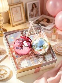 1pc/5pcs Creative Round Glitter Ball Cup, Valentine's Day Single Layer Spherical Straw Cup, Party Disco Fashion Plastic Cup, Suitable For Party, Holiday Gathering, Iced Coffee, Juice, Sisterhood Gathering - Multicolor - View 9