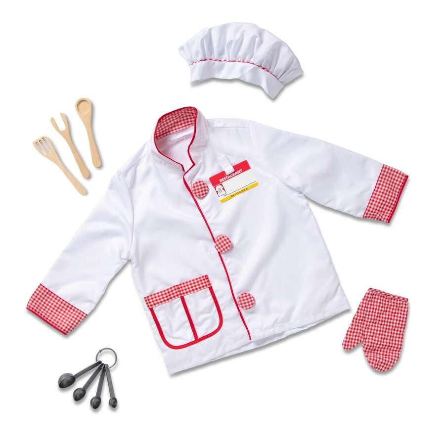 Melissa & Doug Chef Costume Set, Role Play Dress Up Toy (8 Pieces), Includes Chef Jacket, Hat And Accessories, Suitable For Children 3 Years And Up