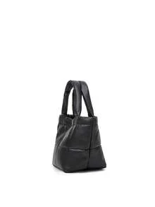Women's Quilted Thick Artificial Leather Mini Tote Bag, Fluffy Handle, Grid Stitching Solid Color Minimalist Casual Daily Handbag - Multi-color - View 4