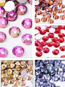 Flat Round Rhinestones SS6 SS10 SS12 Nail Art Crystals Clear White AB Black DIY Decoration For Phone Cases Clothing 1440pcs/Pack - A - View 5