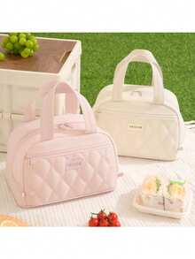 Tas Bekal Makan Siang Berinsulasi Berlapis 8L Kapasitas Besar Tahan Air Menjaga Dingin, Tas Jinjing dengan Banyak Kantong, Tas Tangan Poliester Tahan Noda, Tas Penyimpanan Makanan Portabel yang Dapat Digunakan Kembali untuk Kerja Kantor, Sekolah, Piknik, Berkemah, dan Penggunaan Sehari-hari di Luar Ruangan - MultiWarna - View 8