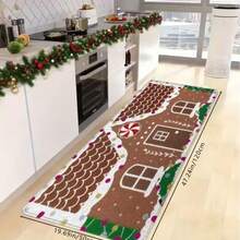 GEL HUT MUN Lpc, Gingerbread House Style Christmas ThemedDoormat, Cartoon Candy Decorative Pattern EntranceMat, Non-Slip Doormat For Entryways, Soft AndAbsorbent Bathroom Anti-Slip Mat, Christmas KitchenHome Decor Rug, Suitable For Indoor And Outdoor - E - View 7