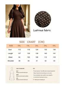 Plus Size Elegant Fashion Commuter Polka Dot Dress, Design Sense Double Layer Ruffle Sleeve, Cinched Waist Design, Casual Vacation Dress Summer Brown - Brown - View 6