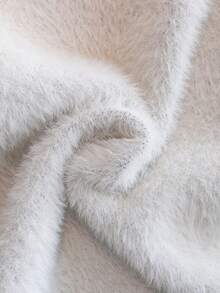 Girls' Street Style Butterfly Faux Mink Knit Cardigan Sweater Jacket, Suitable For Casual Daily Wear In Spring, Autumn And Winter - White - View 9