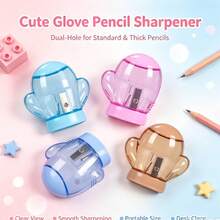 1pc Glove Shaped Pencil Sharpener, Manual Pencil Sharpener Gift, Mini Rotary Pencil Sharpener, Multi-Functional Design, Creative Acrylic Shape, Stationery Gift Back To School - Multiple Colors and Random Styles - View 3