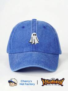 1件女款刺繡萬聖節幽靈與小妖精水洗棒球帽，戶外可調節防曬休閒帽，適合春秋旅行與海灘度假，男款遮陽帽，Y2K風格青年帽 - 棒球帽 - 查看 13