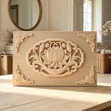 5pcs Solid Wood Carved Applique Set, Unfinished Wood, Woodworking Supplies, Scroll Flower, Suitable For Cabinets, Doors, Windows, Background Walls, Entryways And Various Furniture Decoration, Holiday Decoration, DIY Decoration. - Multicolor - View 5