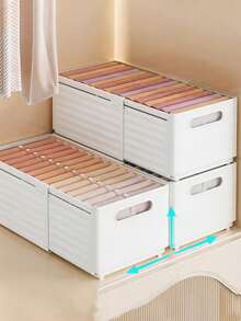 1pc Wardrobe Storage Box Clothes Organizer Toy Storage Bin Desktop Drawer Underwear Storage Box Plastic Clothes Storage Box - White - View 5
