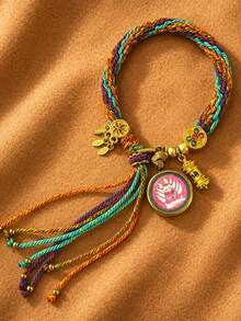 1pc Colorful Handmade Woven Rope Necklace, Bohemian Style Personalized Jewelry, Unique Gift For Women, Suitable For Couples - Pendant Bracelet 2 - View 10